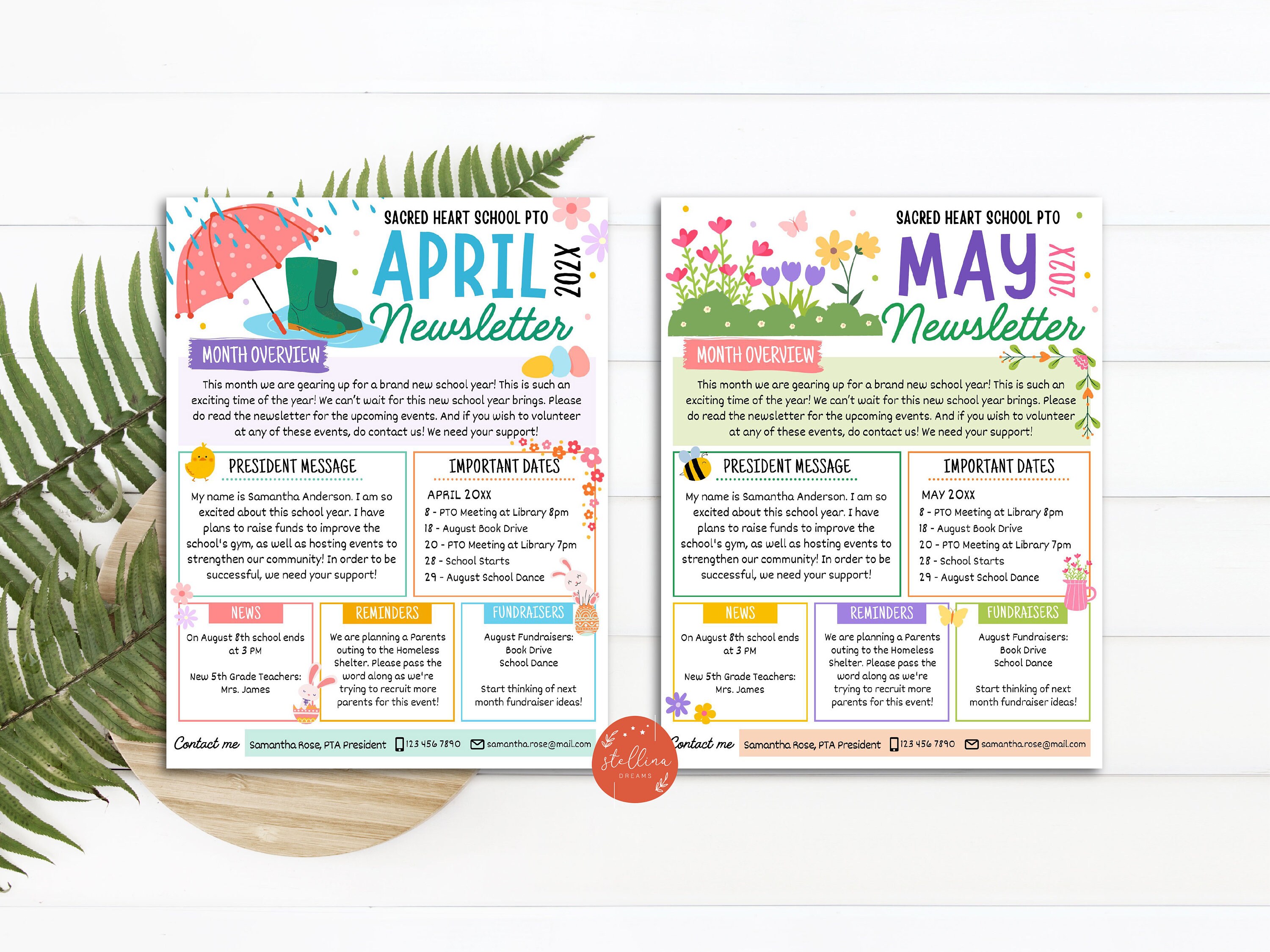 Editable Yearly Pto Pta Newsletter Template Set, Classroom Printable ...