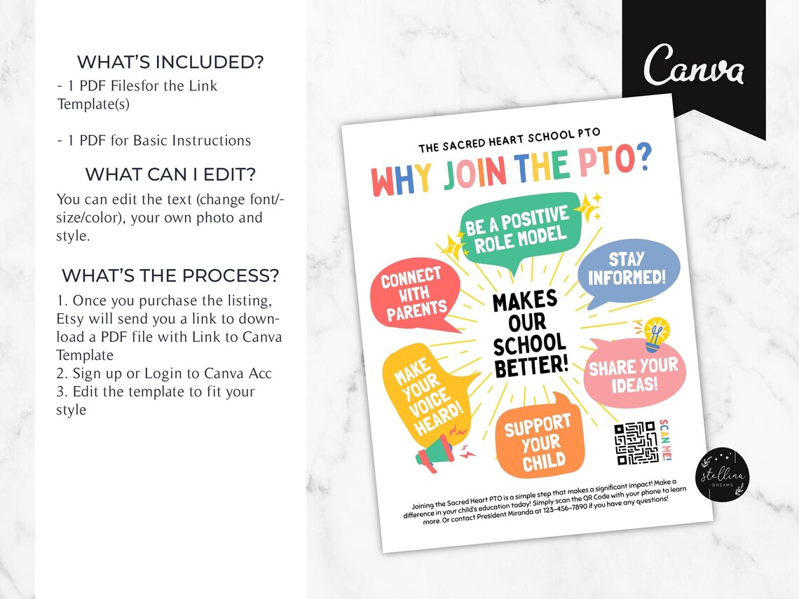 Editable PTO PTA Recruitment Flyer Template: Rainbow Boho Design (CANVA ...