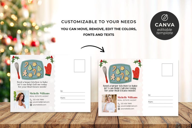 Christmas Realtor Postcard With Baking Conversion Chart | Editable ...