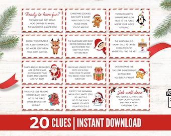 Christmas Treasure Hunt Cards, Printable Gift Scavenger Hunt, Holiday Family Game, Canva, Instant Download