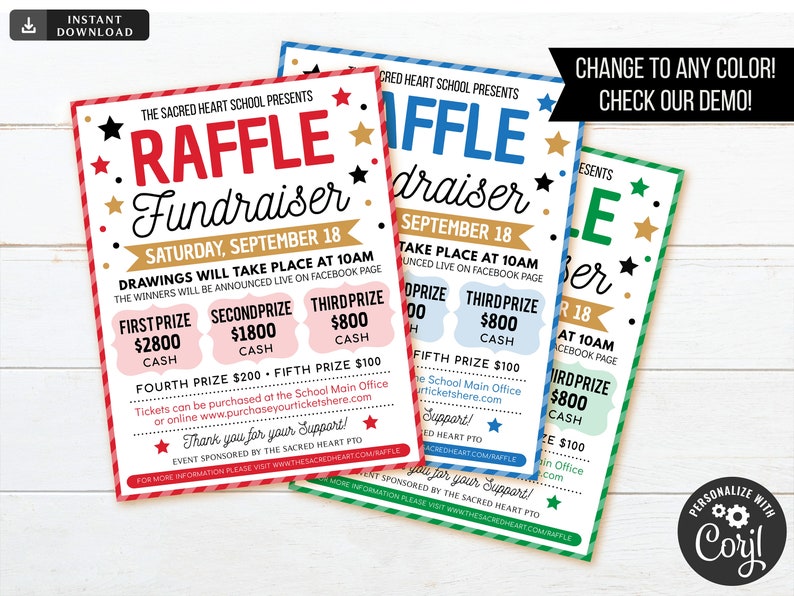 Raffle Fundraiser Flyer Raffle Fundraiser Editable Template - Etsy
