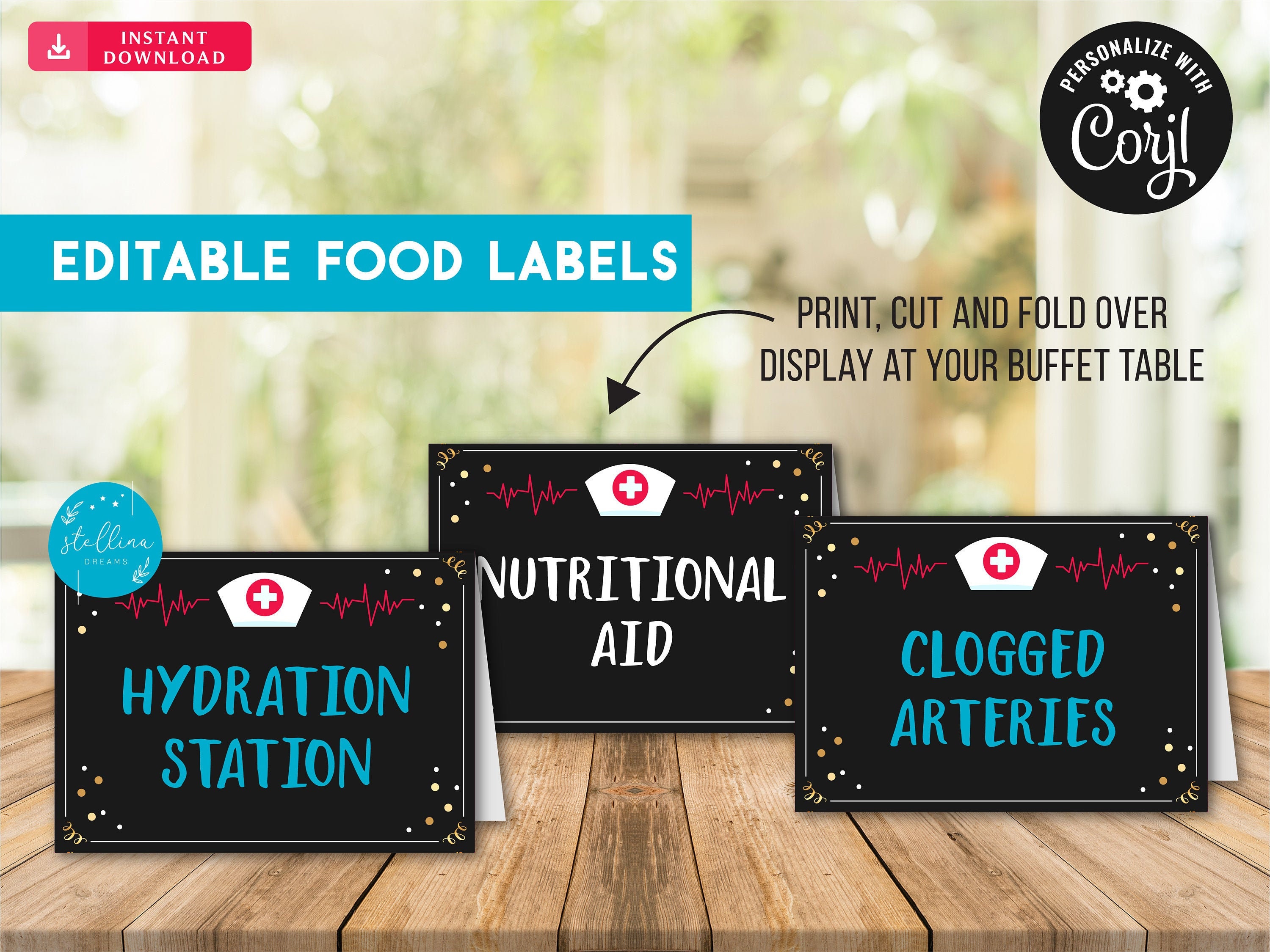 Editable Nurse Food Tent Labels Graduation Chalkboard | Etsy