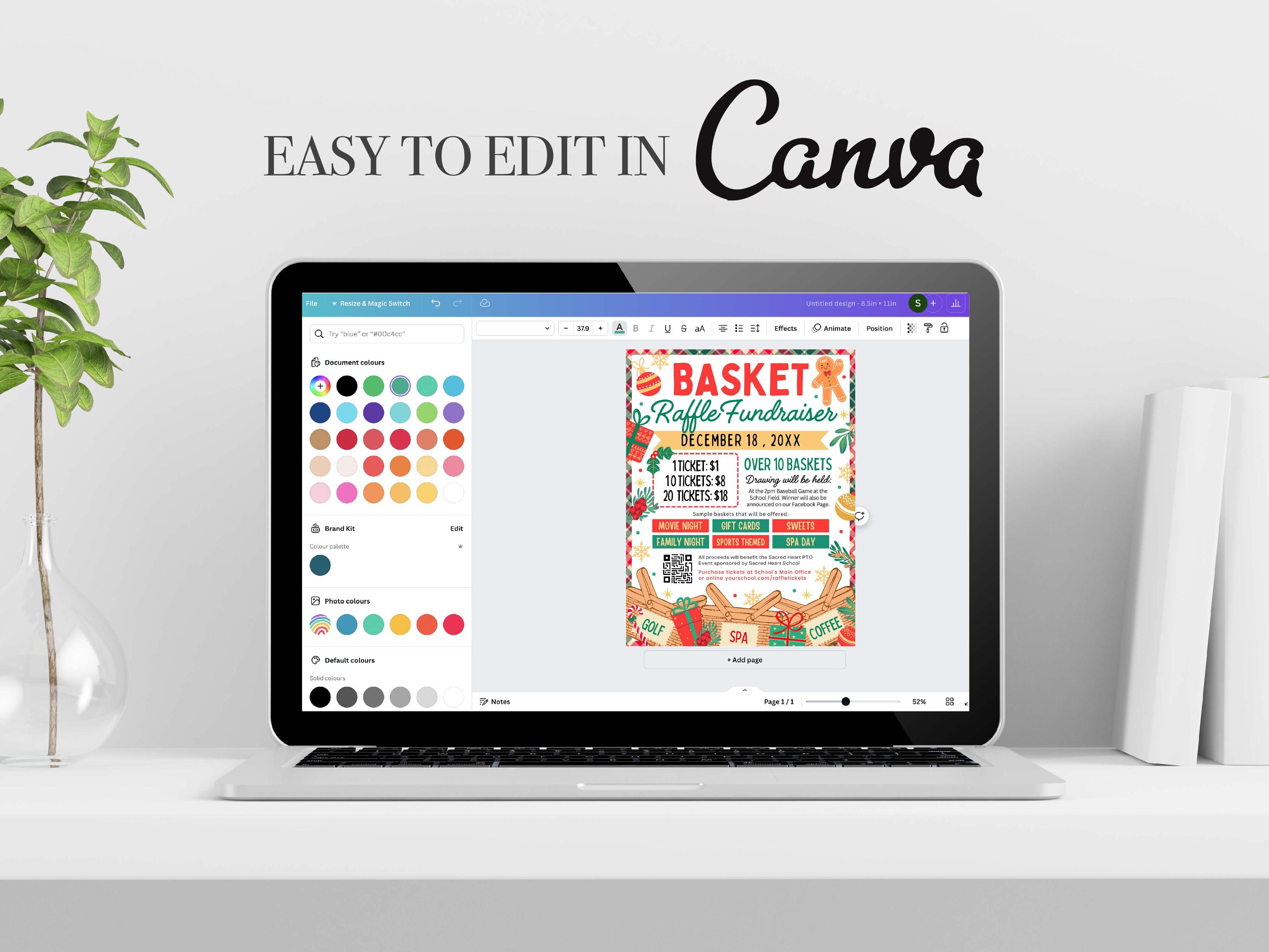 Christmas Basket Raffle Flyer Template: Editable Charity Fundraiser ...