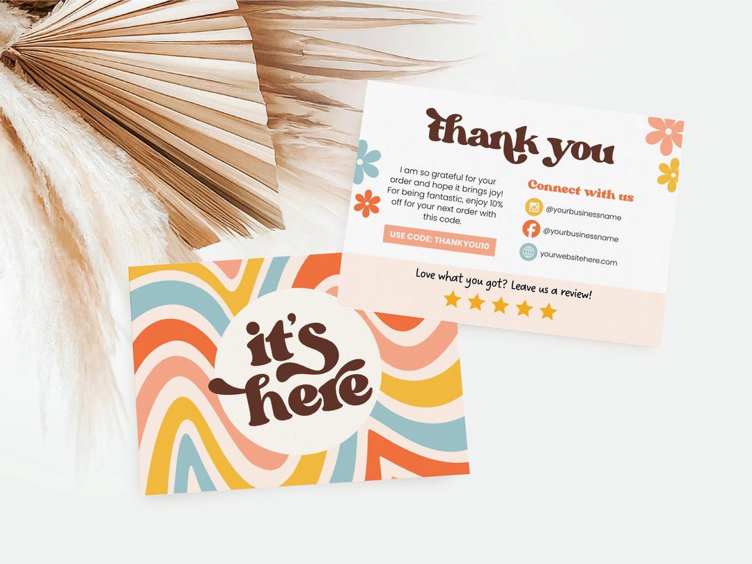 Retro Business Thank You Card Template: Editable Canva Design (digital ...