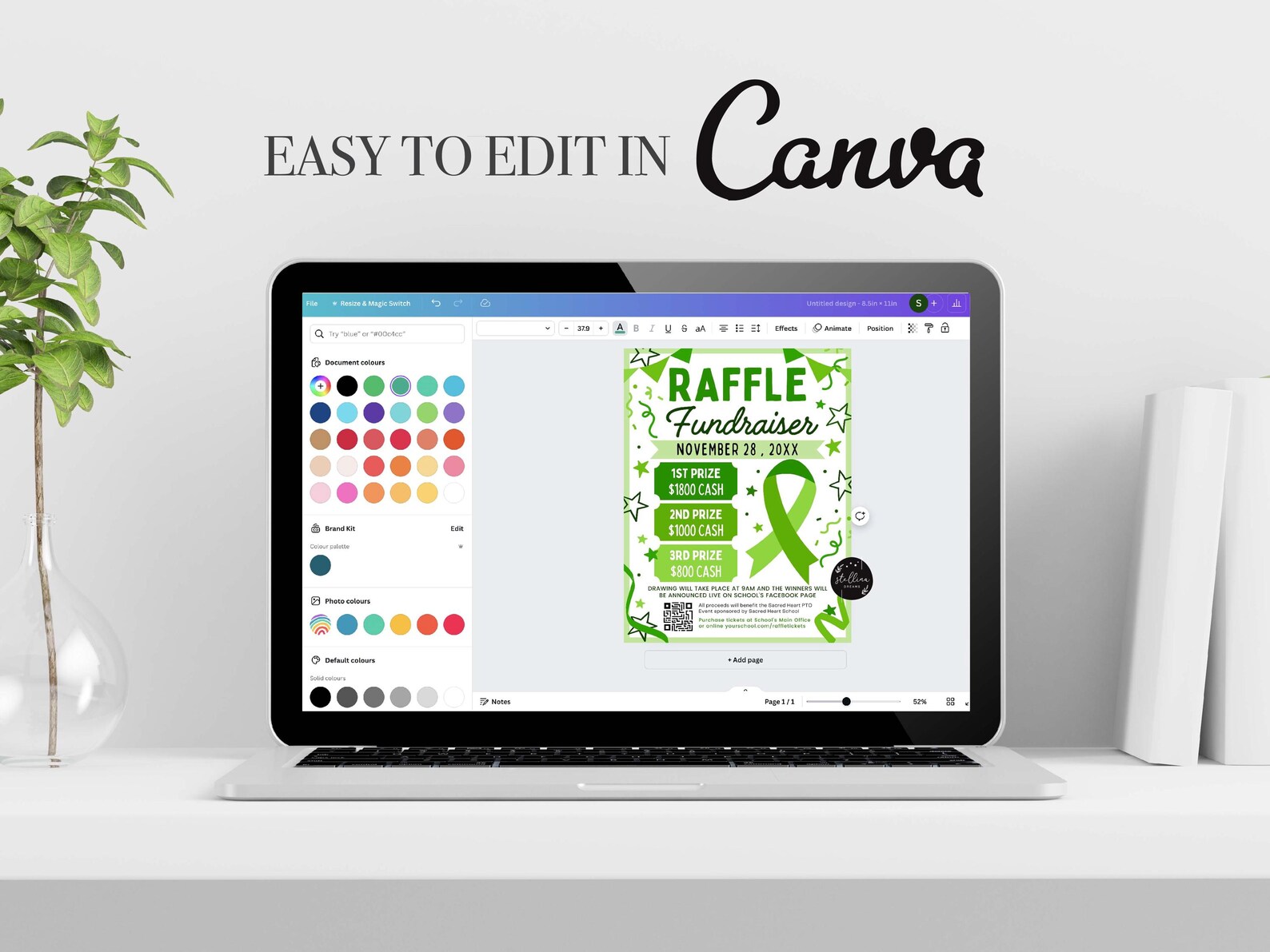 Editable Green Ribbon Raffle Flyer Template: Charity Fundraiser (CANVA ...