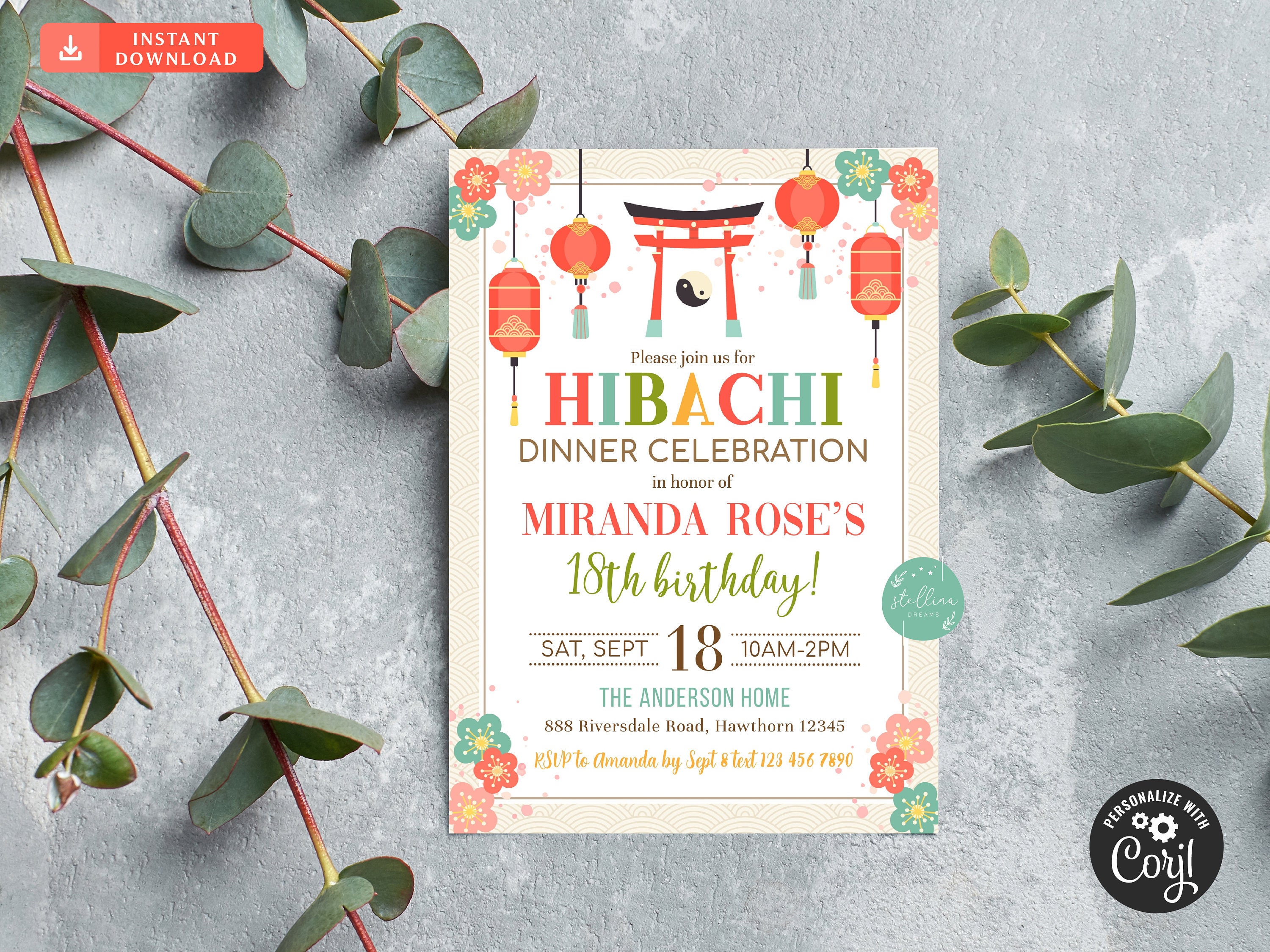EDITABLE Hibachi Dinner Party Invitation Party Invite - Etsy México