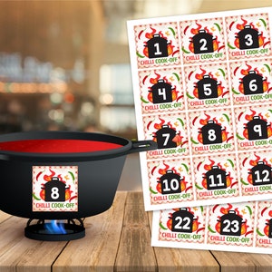 Chili Cookoff Labels, Holiday BBQ Printable Chili Dish Indentifying ...