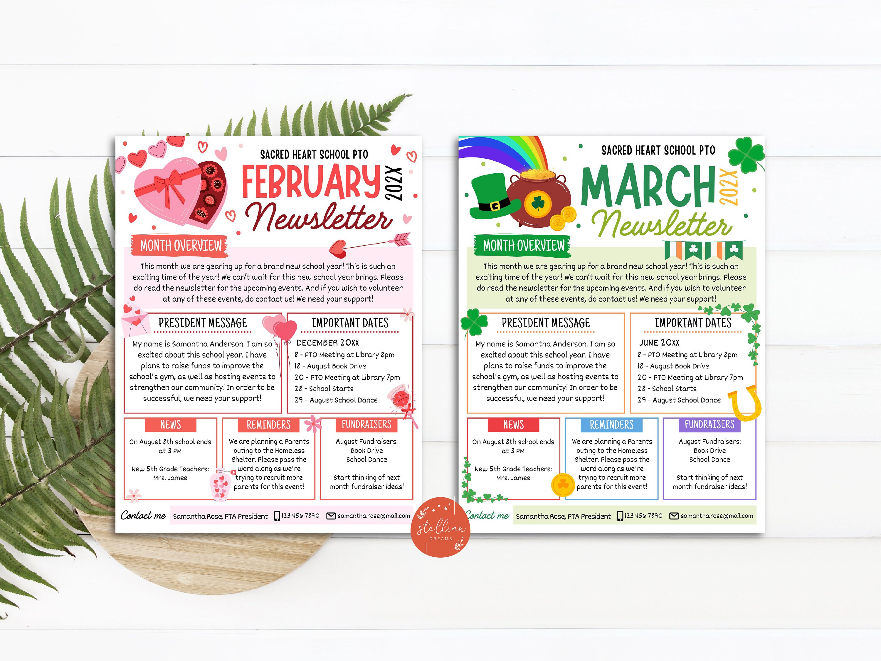 Editable Yearly Pto Pta Newsletter Template Set, Classroom Printable ...