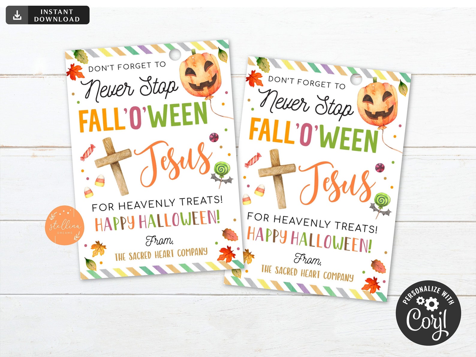 Halloween Religious Gift Tag, Never Stop Fall-o-ween Jesus, Church ...