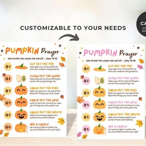 Pumpkin Carving Christian Halloween Activity, Pumpkin Prayer Handout ...