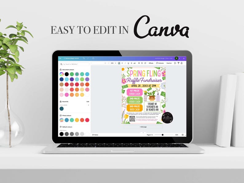 Spring Raffle Ticket Flyer: Editable CANVA Template, Split the Pot ...