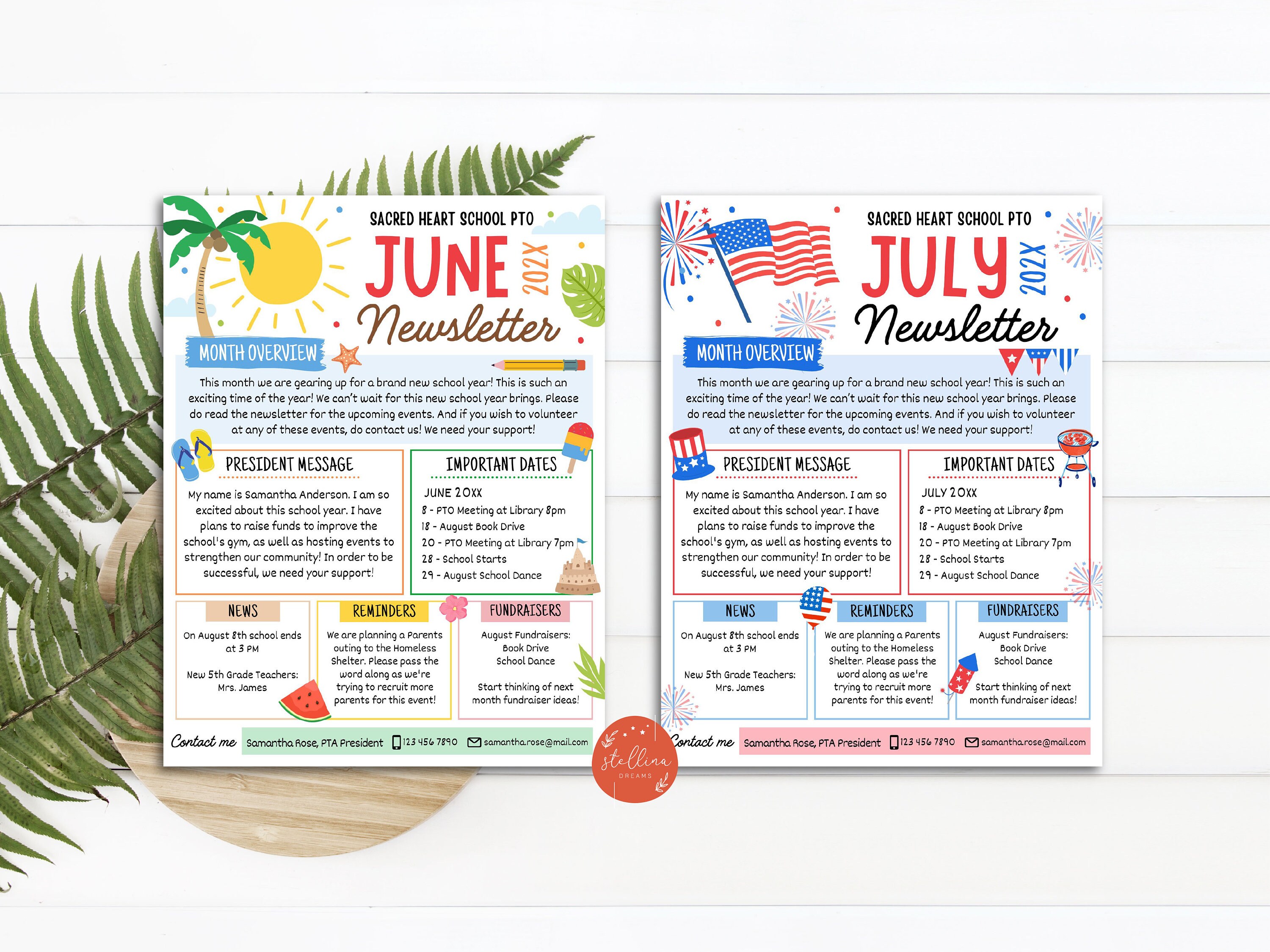 Editable Yearly Pto Pta Newsletter Template Set, Classroom Printable ...