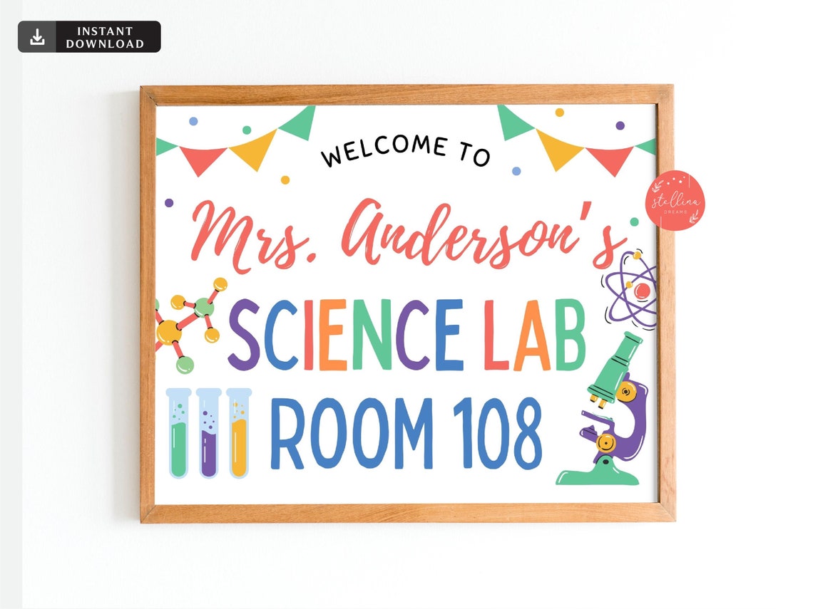 Editable Science Lab Door Sign: Teacher Classroom Decor (CANVA Template ...