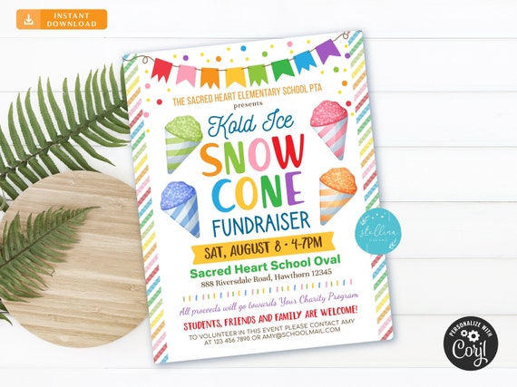 Snowcone Fundraiser Flyer Appreciation Week Ice Cream Party - Etsy