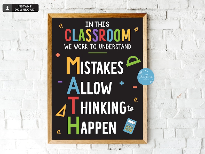 MATH Teacher Classroom Poster Printable Mistakes Math - Etsy