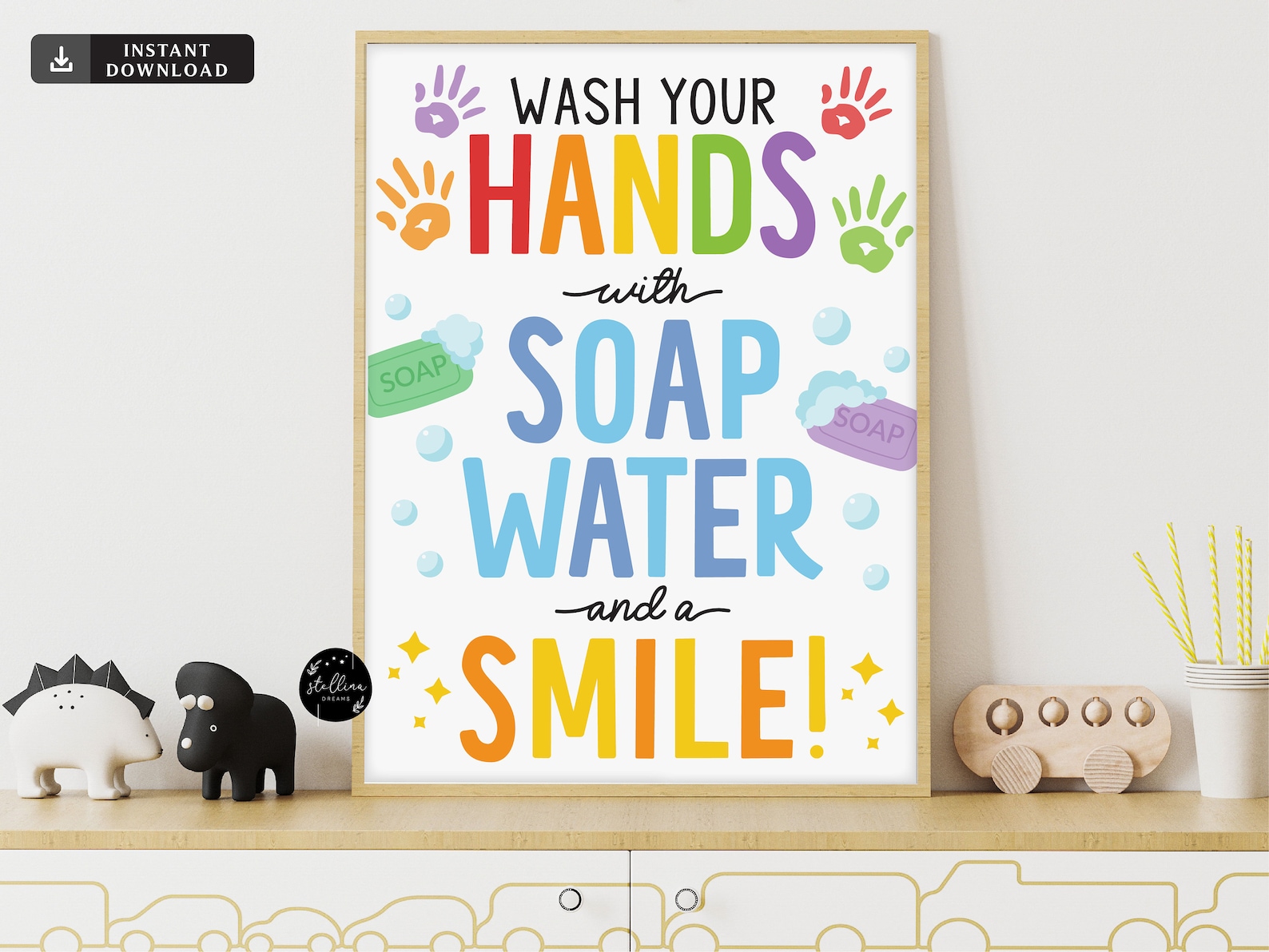 Wash Your Hands Sign, Wash Your Hands With Soap Water and a Smile ...