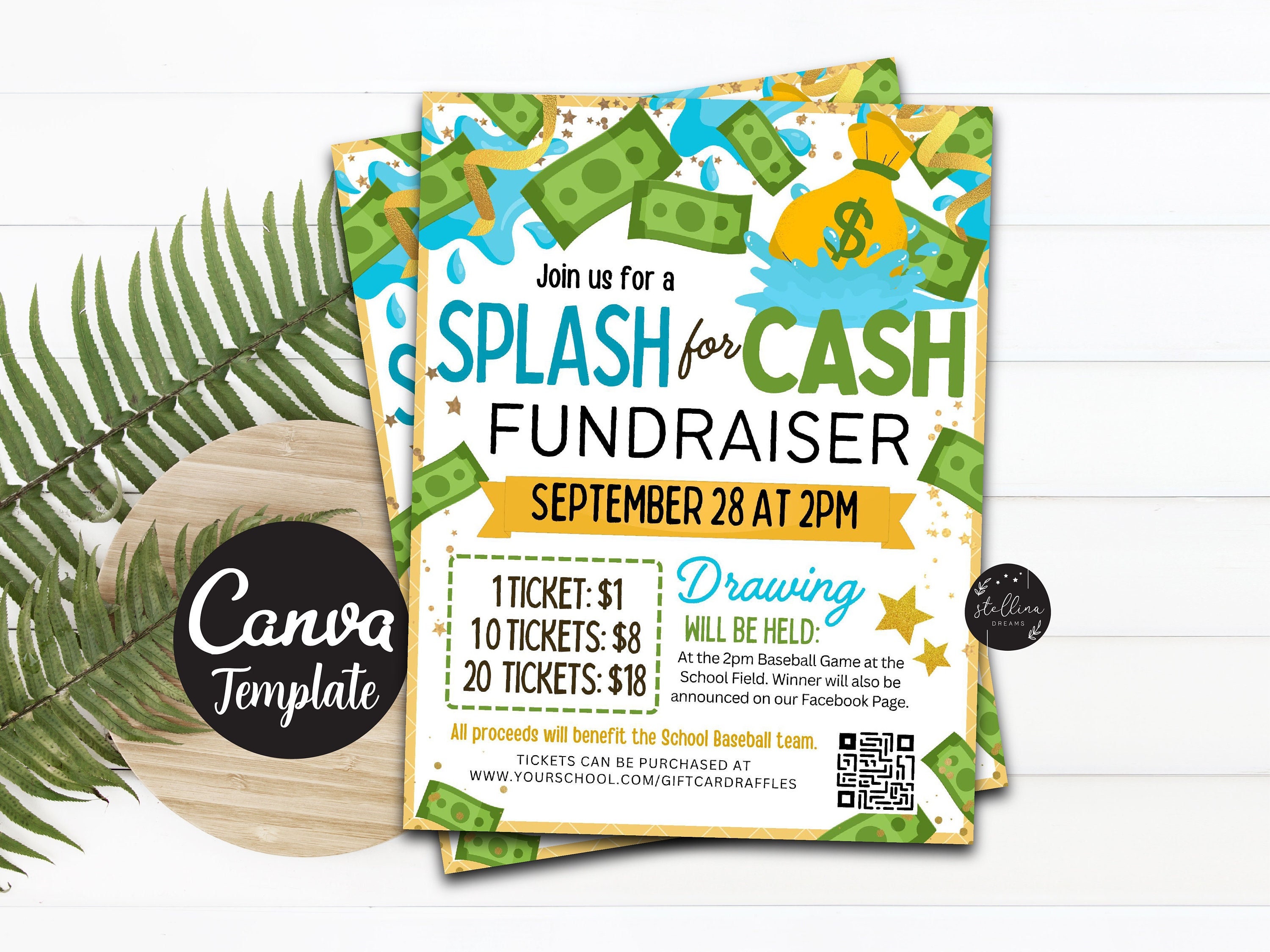 Splash for Cash Fundraiser Flyer: Editable Canva Template - Etsy