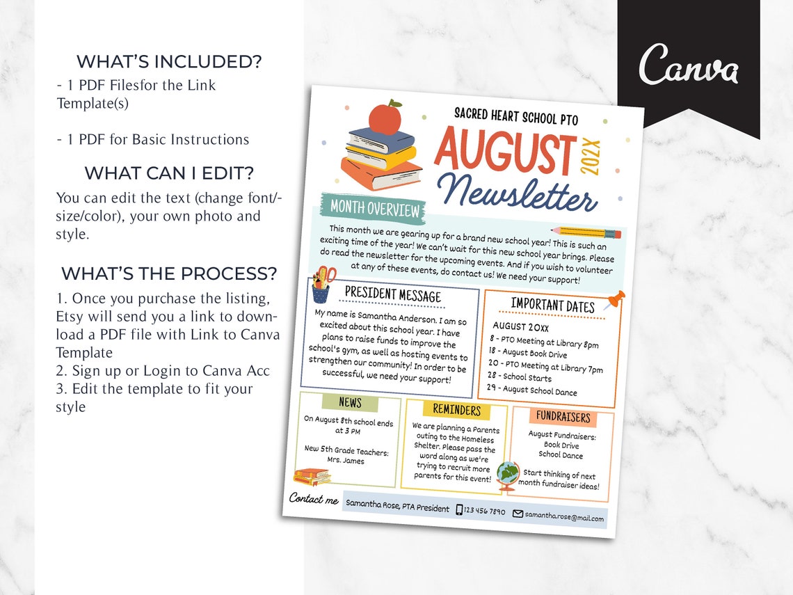 Editable Yearly Pto Pta Newsletter Template Set, Classroom Printable ...
