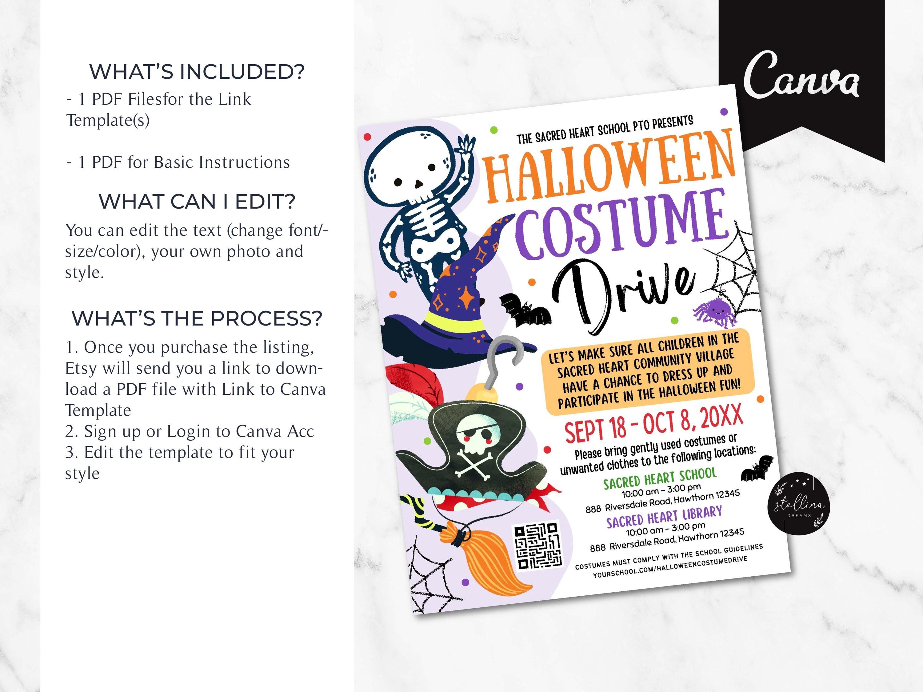 Editable Halloween Costume Drive Flyer: CANVA Template (digital ...