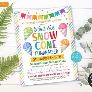 Snowcone Fundraiser Flyer, Appreciation Week, Ice Cream Party Invite ...