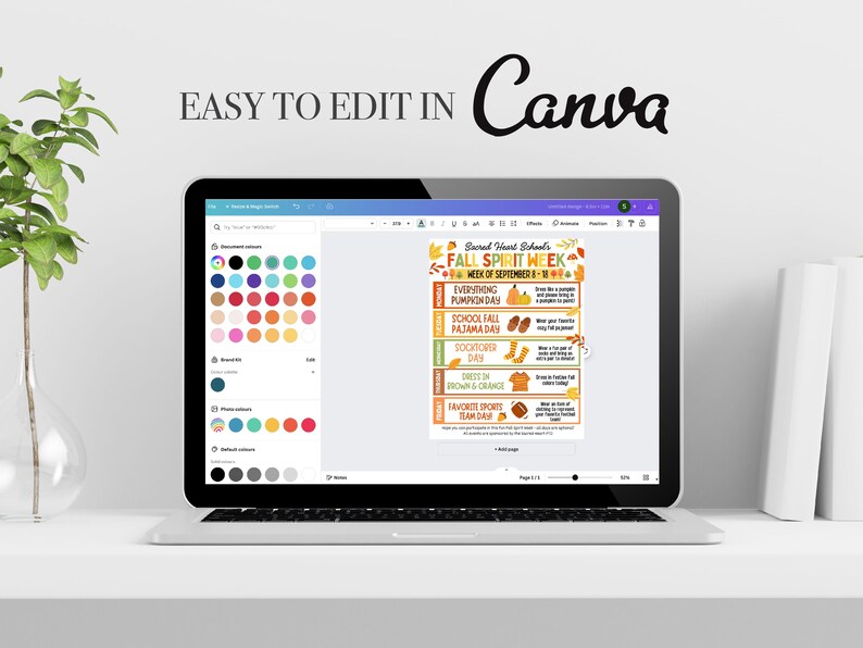 Fall Spirit Week Itinerary: Editable School Calendar (CANVA Template ...