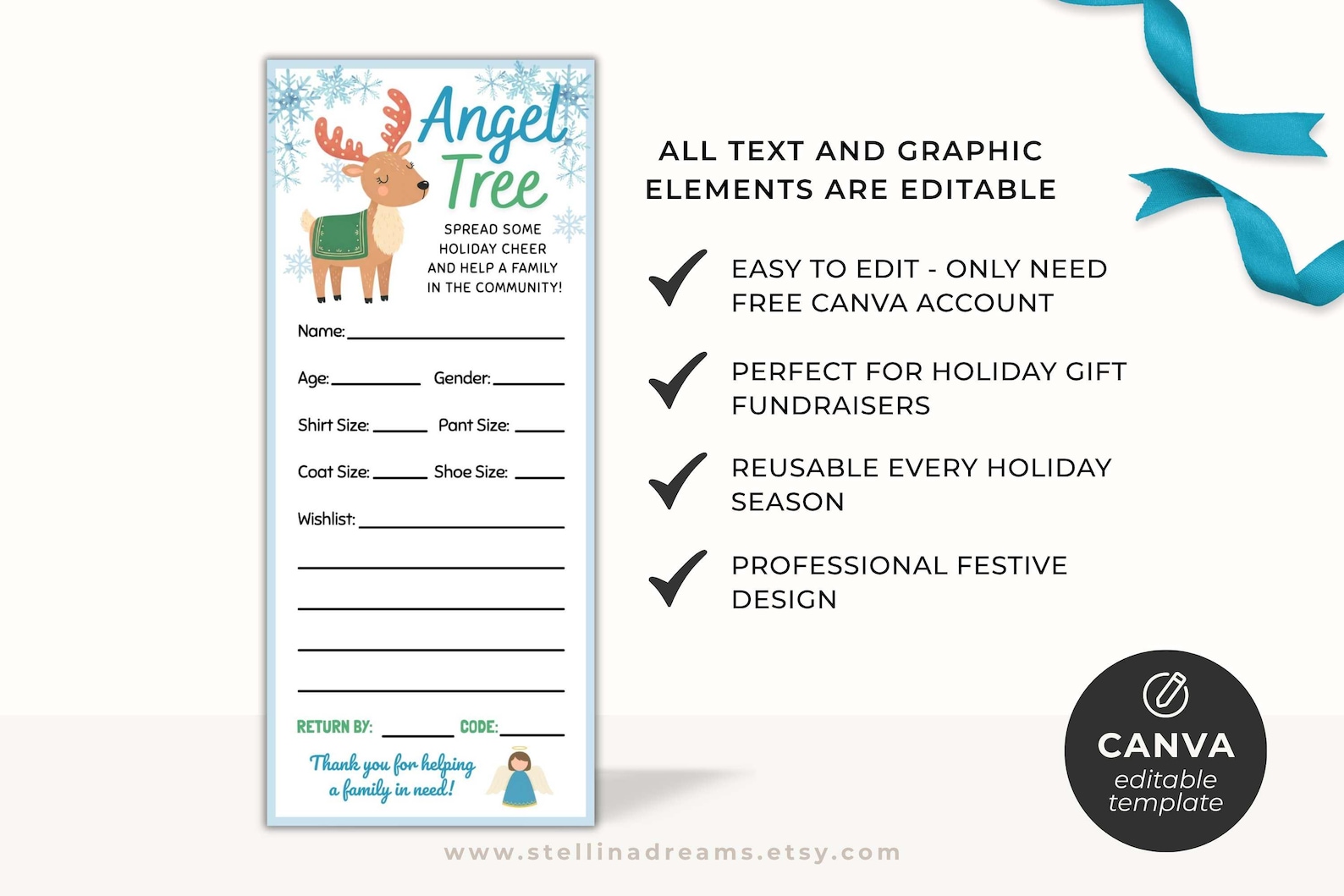 Angel Tree Tags Editable | Giving Tree Tags | Church Christmas Donation ...