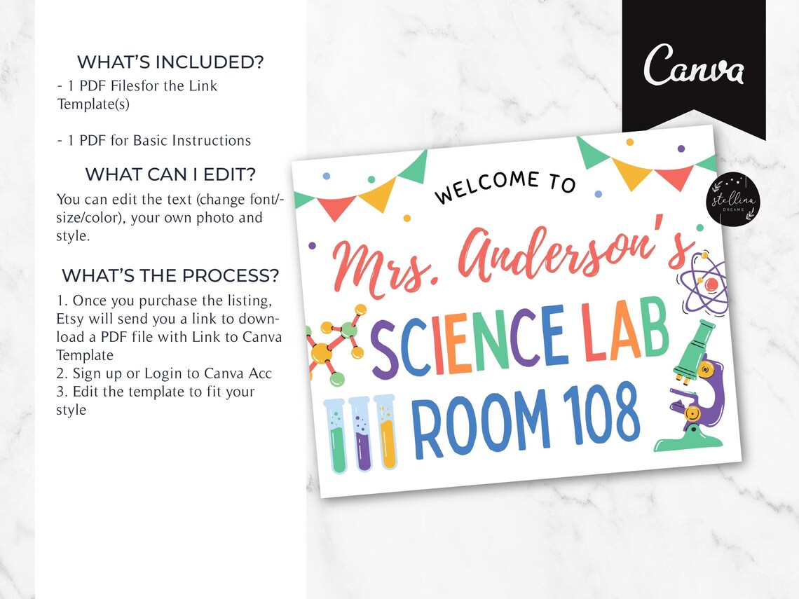 Editable Science Lab Door Sign: Teacher Classroom Decor (CANVA Template ...