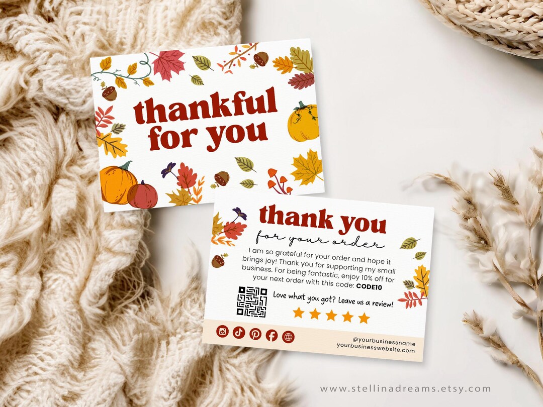 Editable Retro Fall Thank You Card Template: Small Business (CANVA ...
