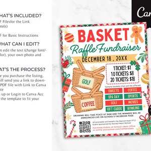 Christmas Basket Raffle Flyer: Editable Charity Template (CANVA) - Etsy