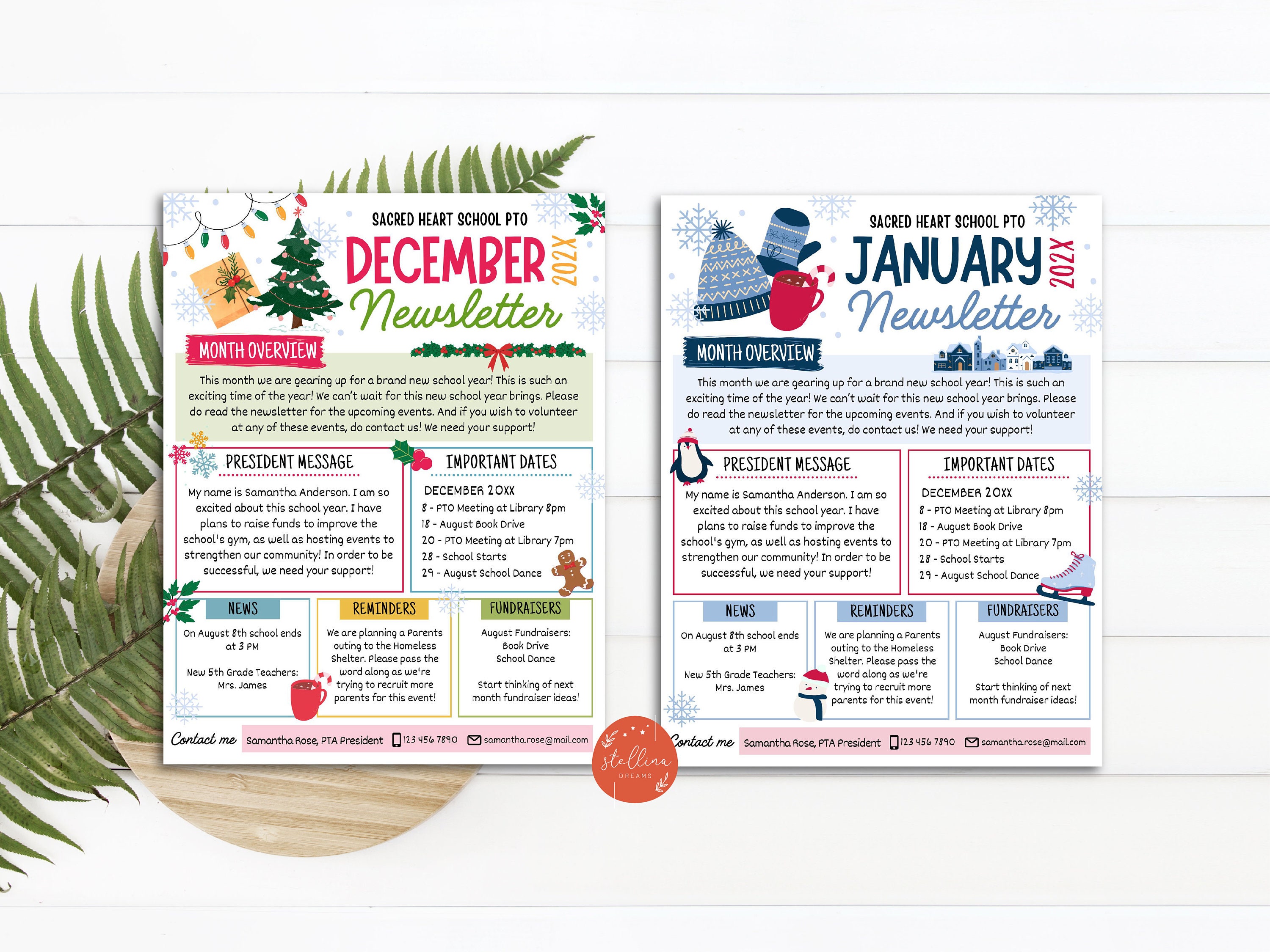 Editable Yearly Pto Pta Newsletter Template Set, Classroom Printable ...