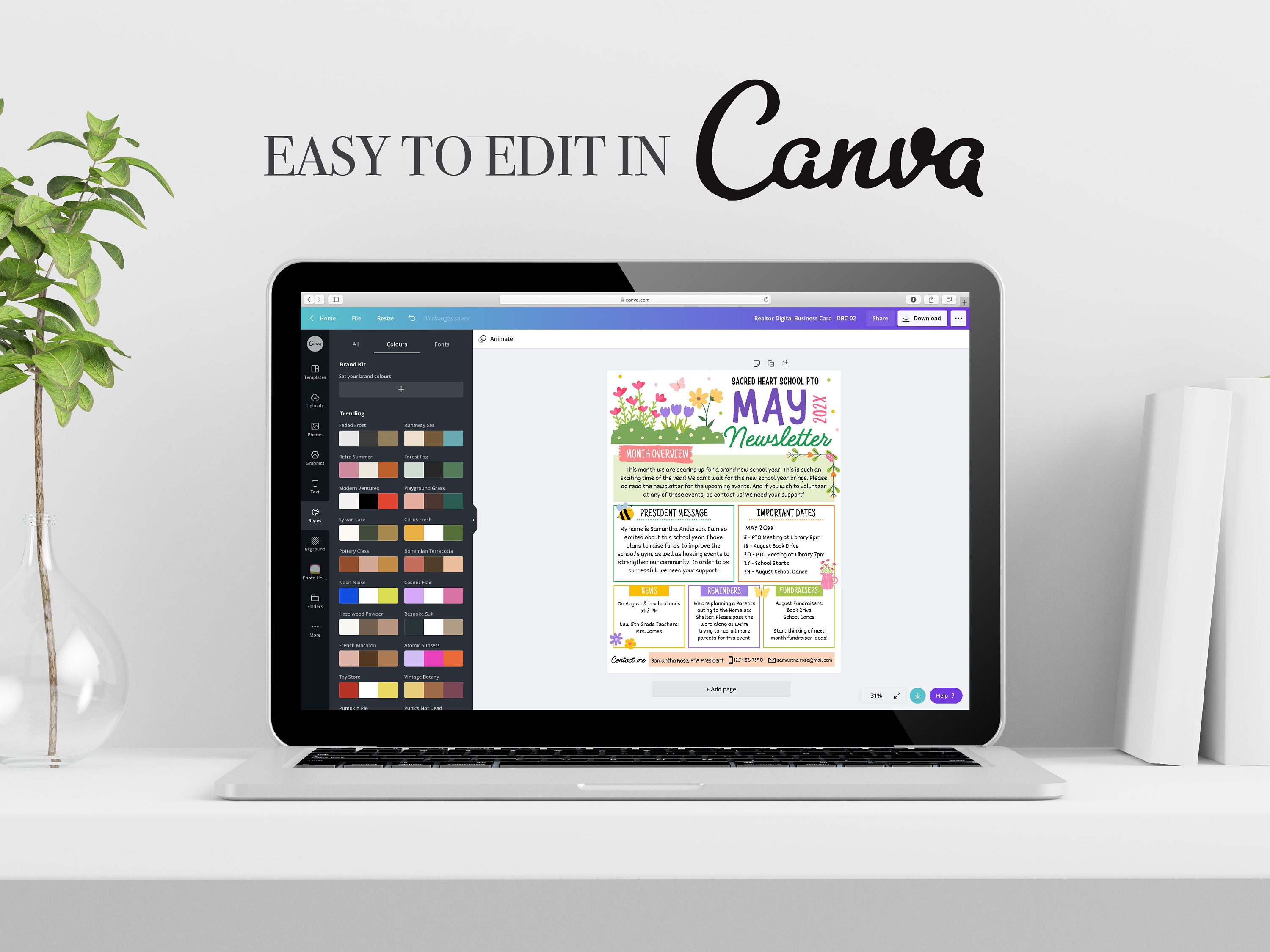 Editable May PTO PTA Newsletter Flyer, Classroom Printable Handout ...