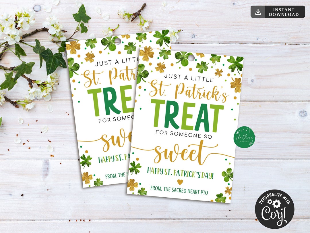 EDITABLE St. Patrick's Day Gift Tags, Lucky Treat for Someone so Sweet ...