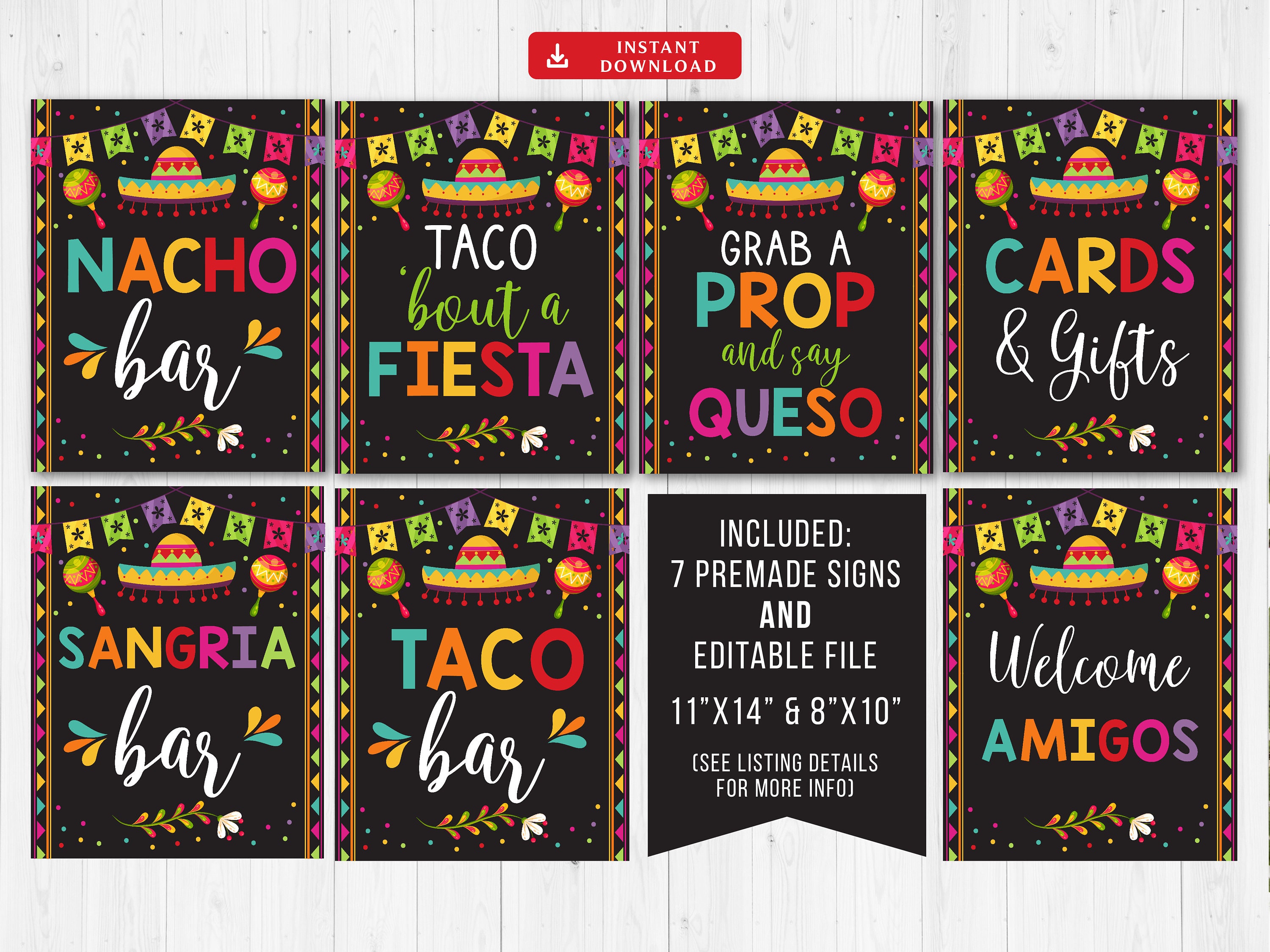 Editable Fiesta Signs Printable Mexican Theme Party Decor | Etsy