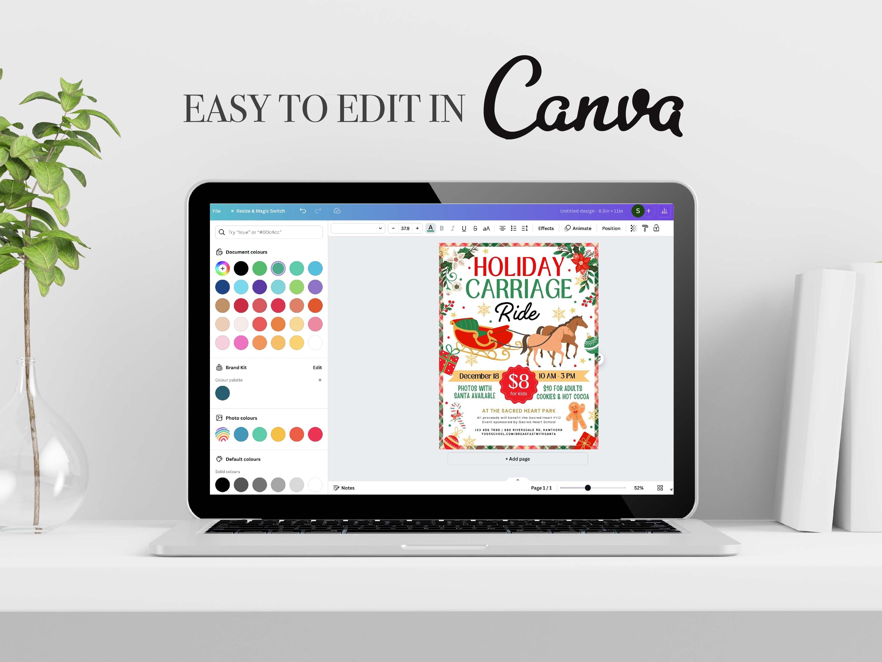Christmas Carriage Ride Flyer: Holiday Event Invitation (CANVA Template ...