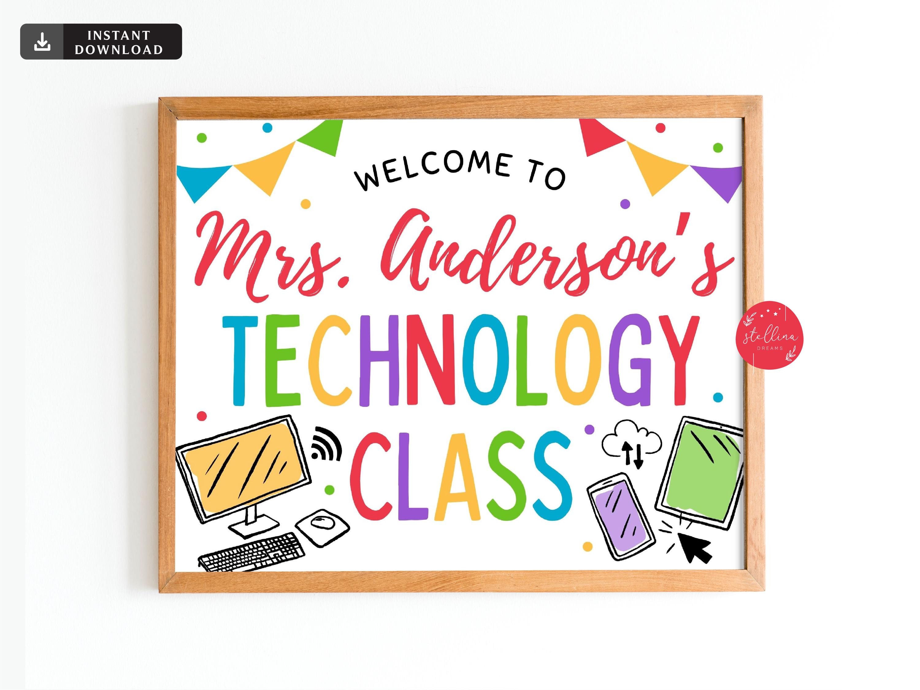 Buy Editable Technology Class Sign: IT Computer Lab Decor (CANVA ...