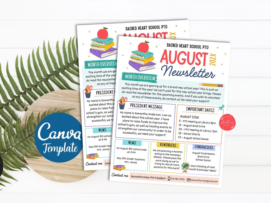 Editable PTO PTA Newsletter Flyer Printable Handout School Year ...