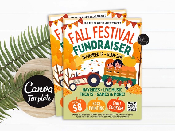 Editable Fall Festival Fall Harvest Flyer/Poster Printable Kids Fall Event Invitation Community Church School Halloween Party CANVA Template