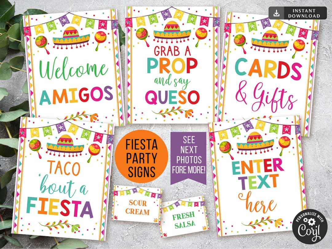 Printable Mexican Theme Party Decor, Editable Fiesta Signs, Cinco De ...