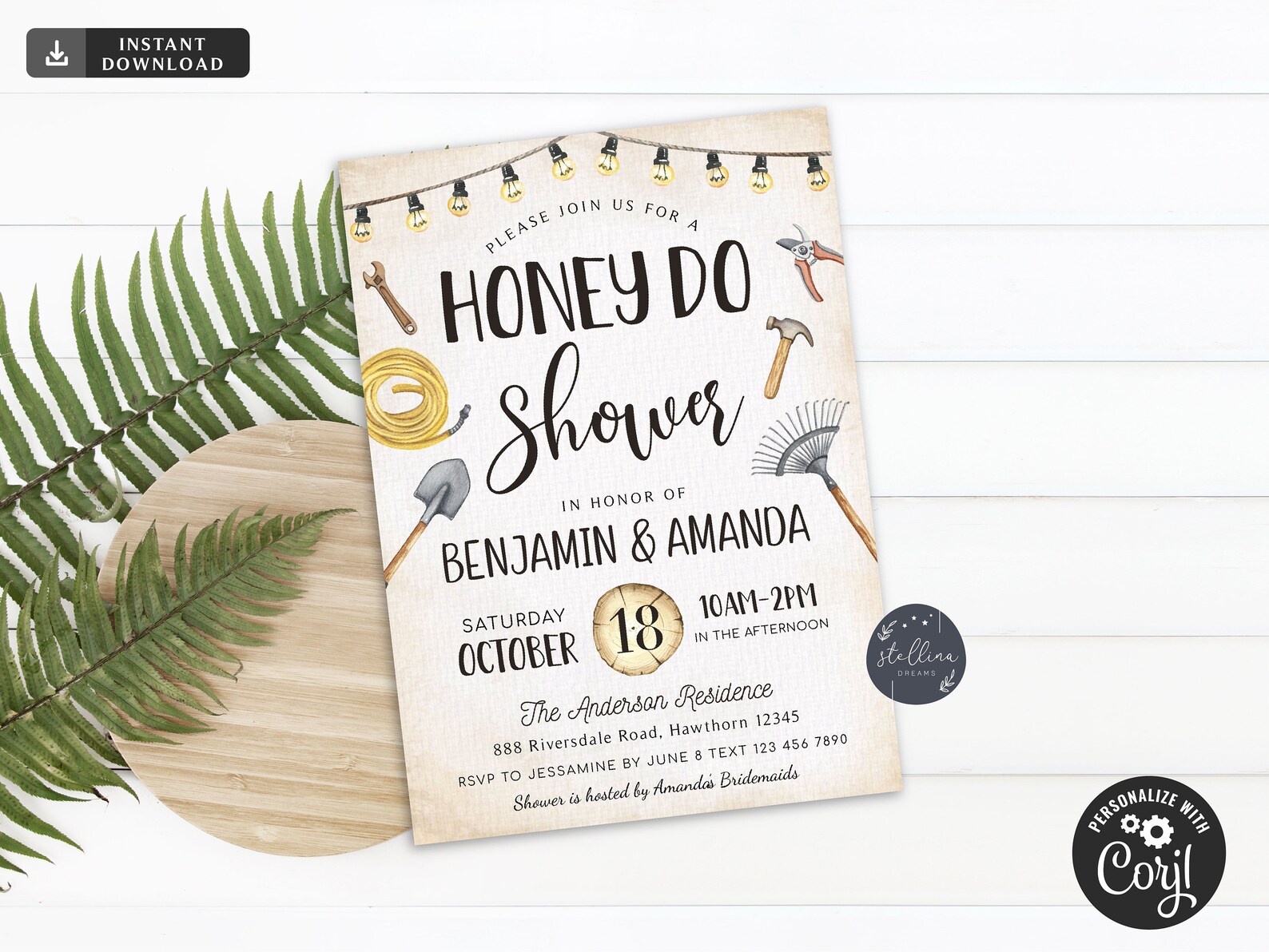 EDITABLE Honey Do Couples' Shower Invitation Template, Printable Fun