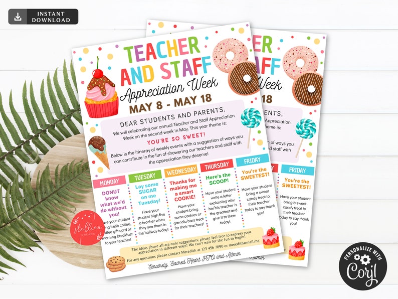 Sweet Candy Theme Teacher Appreciation Invitation Newsletter, Printable ...