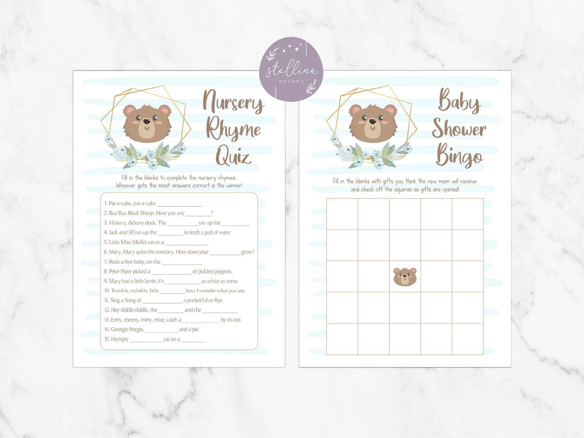 Teddy Bear Baby Shower Games Teddy Bear Baby Shower - Etsy Canada