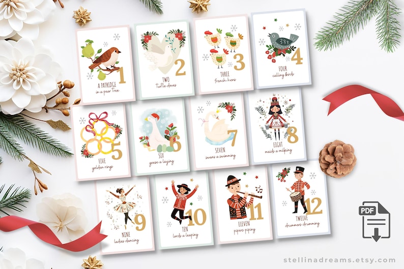 12 Days of Christmas Tags Printable | Whimsical Holiday Gift Tags ...