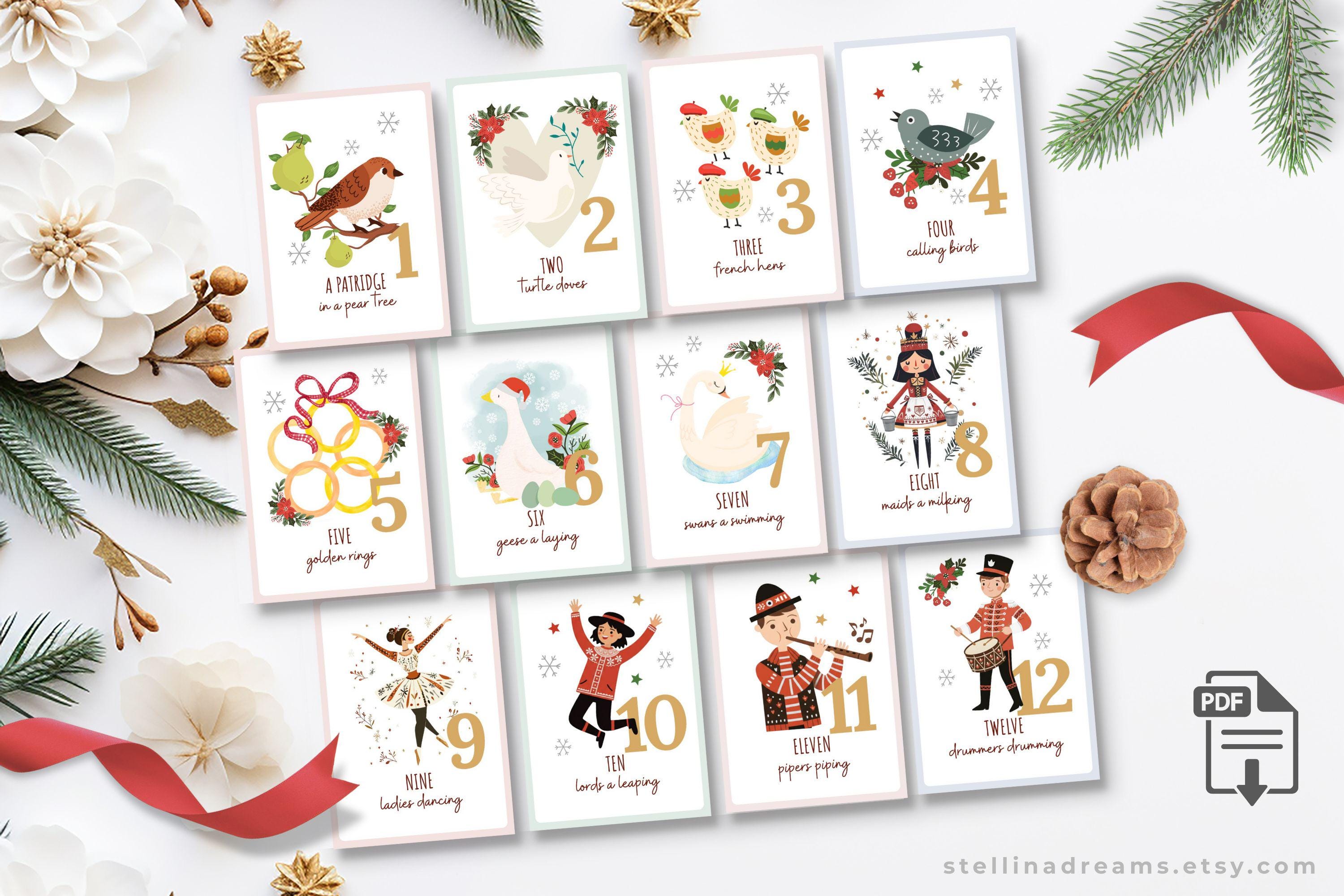 12 Days of Christmas Tags Printable | Whimsical Holiday Gift Tags ...