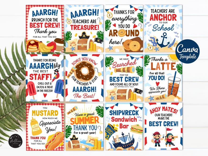 Editable BUNDLE Pirate Themed Teacher Appreciation Week Itinerary Beach ...