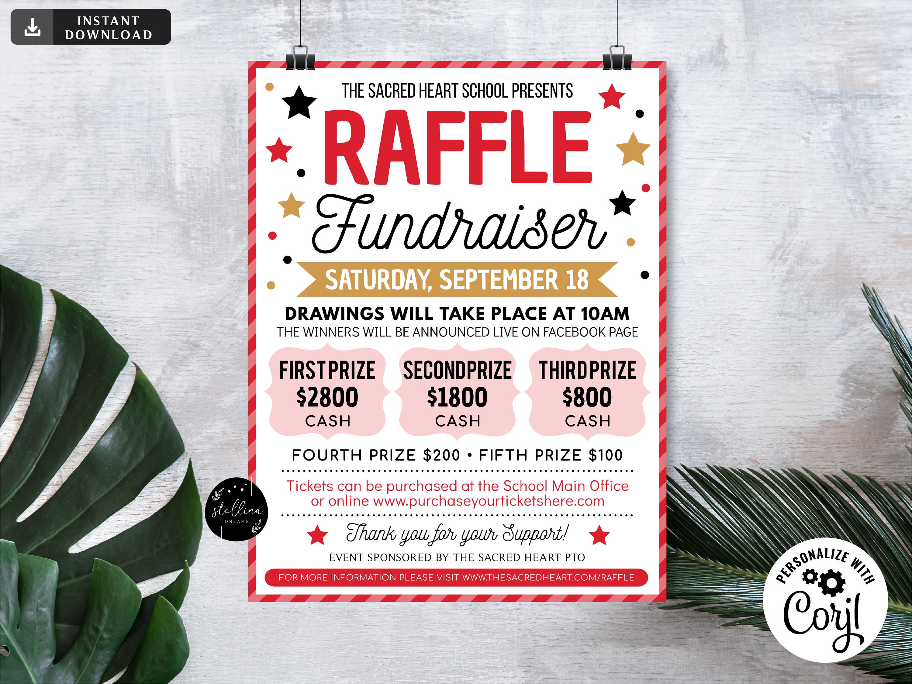 Pta Raffle Raffle Fundraiser Flyer, Raffle Fundraiser Editable Template, Sports ...