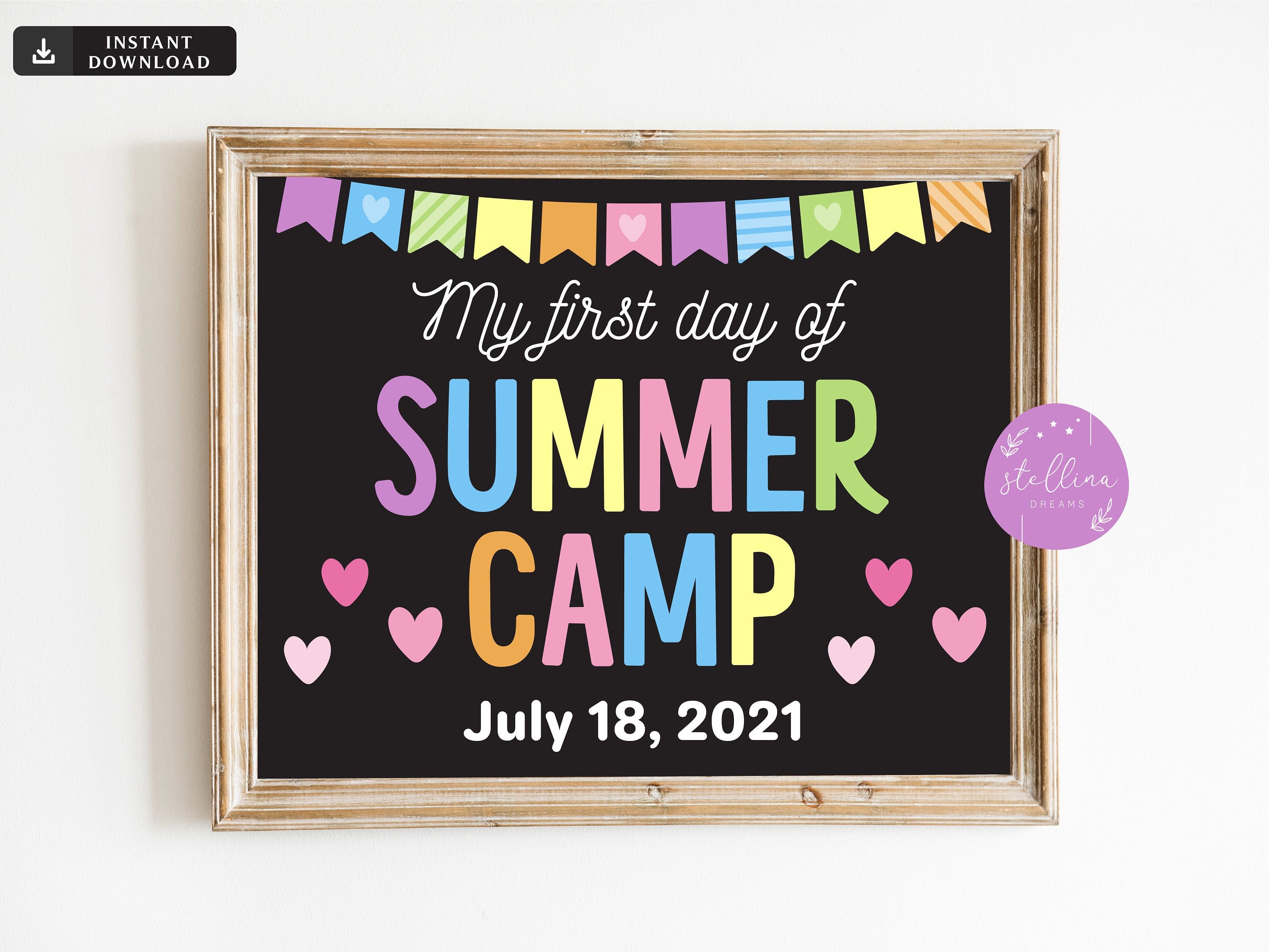 Chalkboard Summer Sign, of Template Summer Sign, DIY Camp Day Day Summer Prop, First EDITABLE Etsy Camp - Printable First Photo Printable, Camp