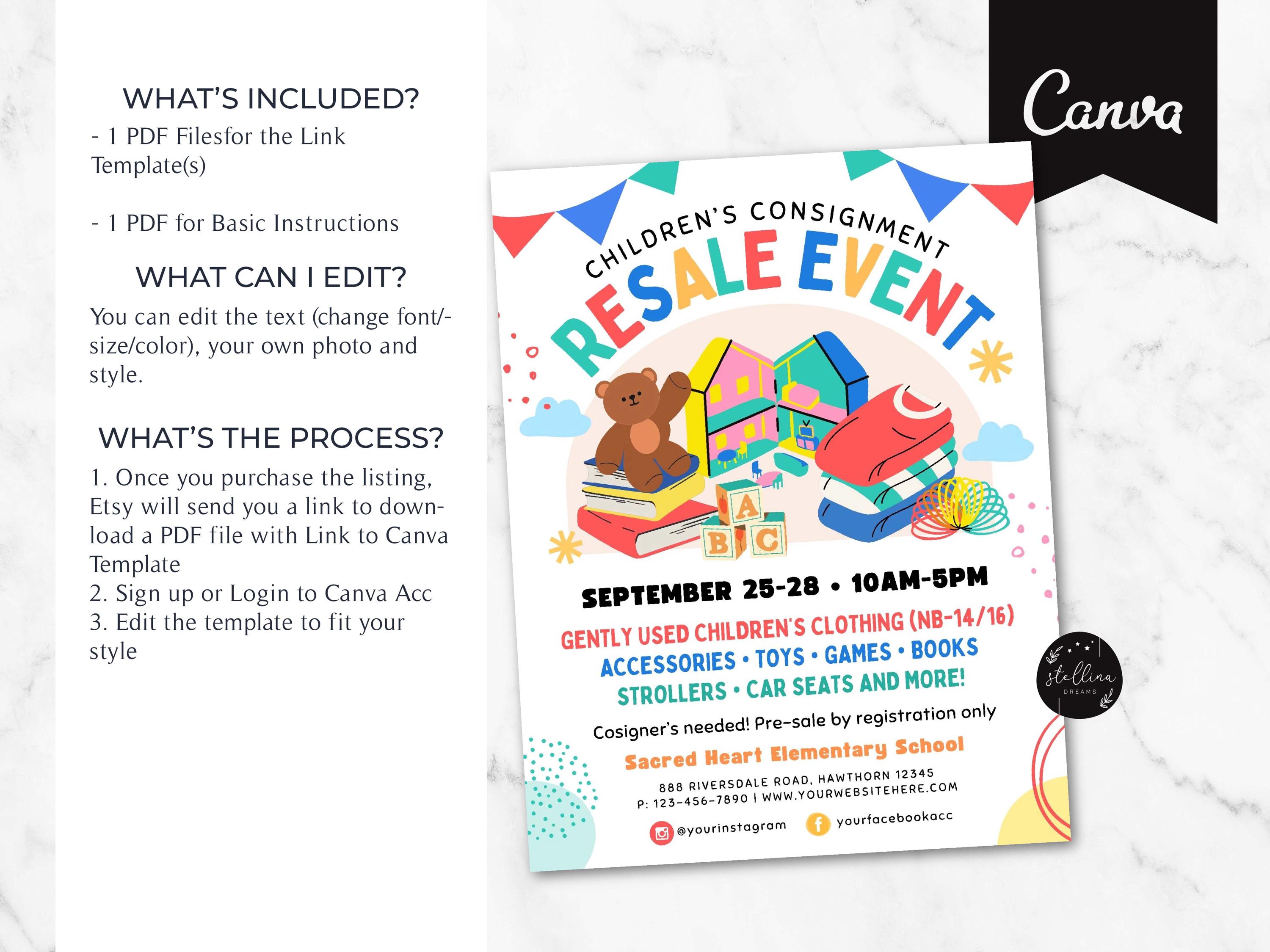 Children's Resale Event Flyer: Colorful PTA/PTO Template (CANVA ...