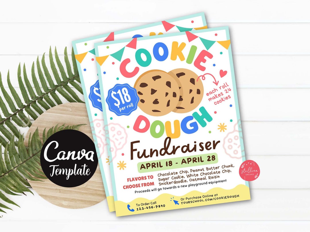 Editable Cookie Dough Fundraiser Flyer, PTA PTO Fundraising, Church