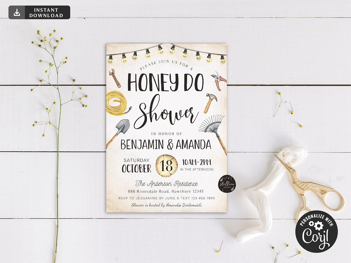 EDITABLE Honey Do Couples' Shower Invitation Template Etsy