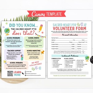 Editable PTA PTO Recruitment Templates: Rainbow Boho Canva Bundle ...